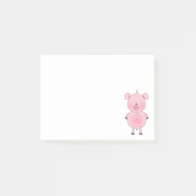 Netter rosa Schwein-Cartoon Post-it Klebezettel (Vorderseite)