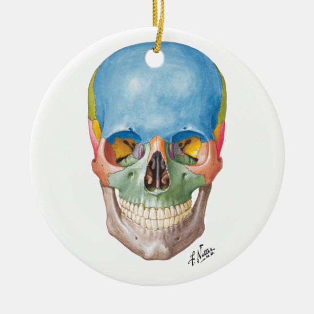 Netter-Schädel für Ihren Weihnachtsbaum Keramikornament (Vorne)