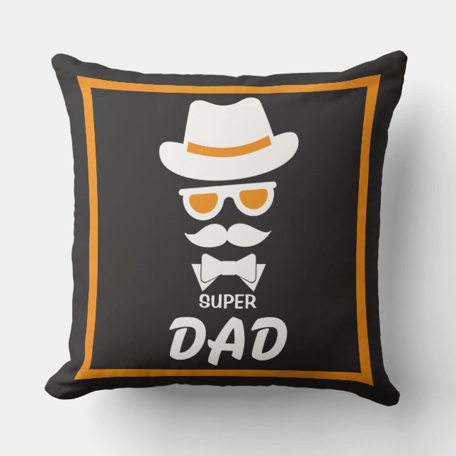 Netter Super Vater Gesichtszug mit Mustaches, Hut, Kissen (Vorderseite)