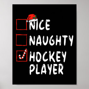 Netter unartiger Hockeyspieler Weihnachtsmann Hut  Poster
