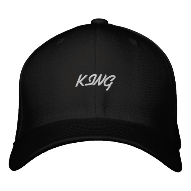 Netter und handlicher King Text Grundlegende FlexF Bestickte Baseballkappe (Vorderseite)