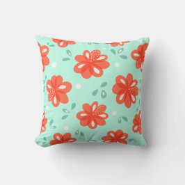 Nettes dekoratives grünes rotes Blumenmuster Kissen