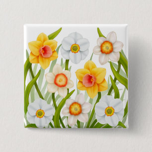 Nettes Frühlings-Narzissen-Button Button