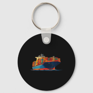 Nettes Transportschiff für Container-Liebhaber Schlüsselanhänger