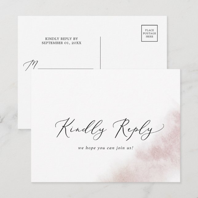 Nettoyage aquarelle | Blush Song RSVP carte postal (Devant / Derrière)