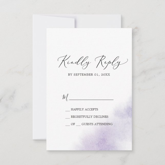 Nettoyage aquarelle | Carte RSVP simple violet (Devant)