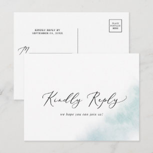 Nettoyage aquarelle   Menu bleu carte postale RSVP