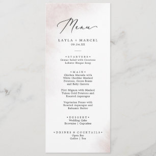 Nettoyage aquarelle Menu Dîner Mariage Blush