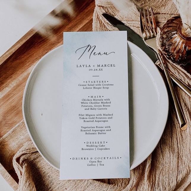 Nettoyage aquarelle | Menu Mariage Bleu (Créateur téléchargé)