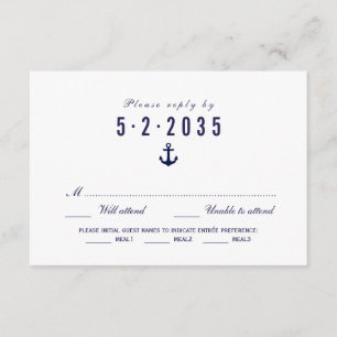 Nettoyer Blanc Nautique Mariage RSVP Carte choix d
