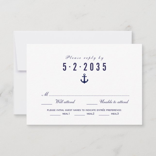 Nettoyer Blanc Nautique Mariage RSVP Carte choix d (Devant)