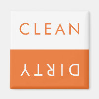 Nettoyer Lave-vaisselle Magnet en orange et blanc