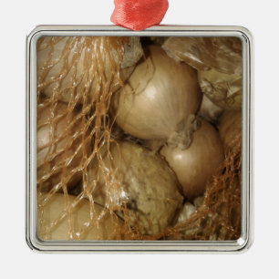 Nettozwiebeln, Gemüse, Gewürzkochen Ornament Aus Metall