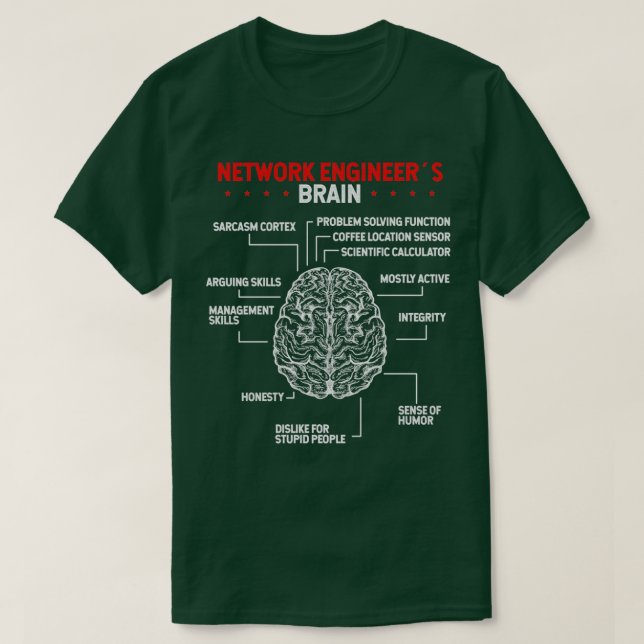 Network Engineering Brain Server Network Engineer T-Shirt (Design vorne)