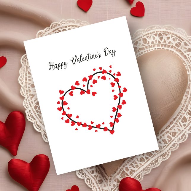 Netz and Black Hearts Valentines Design Ankündigungspostkarte (Red and Black Hearts Valentines Design Card.)