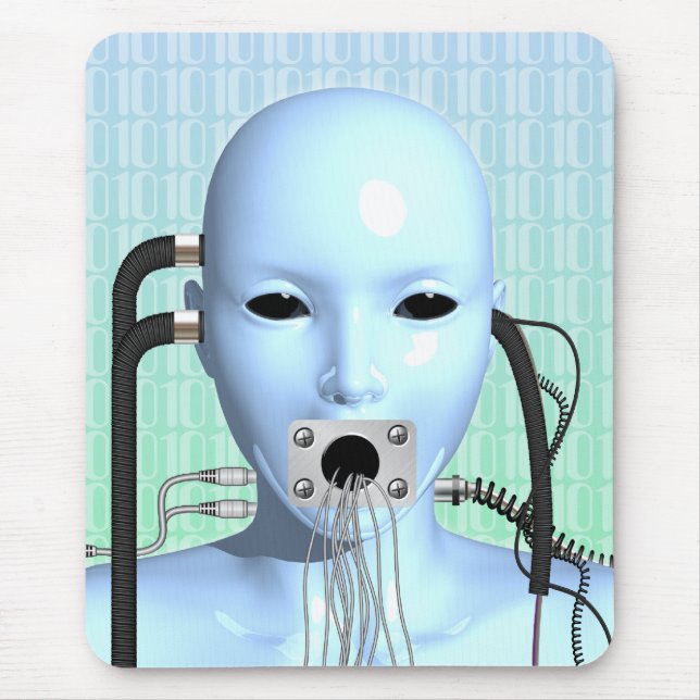 Netz-moderne surreale Hauptkunst Mousepad (Vorne)
