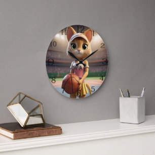 Netzballkatze, weiblich große wanduhr