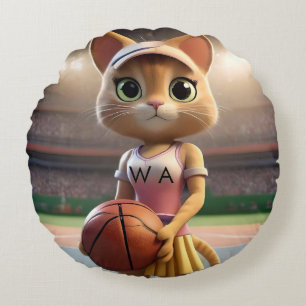 Netzballkatze, weiblich rundes kissen