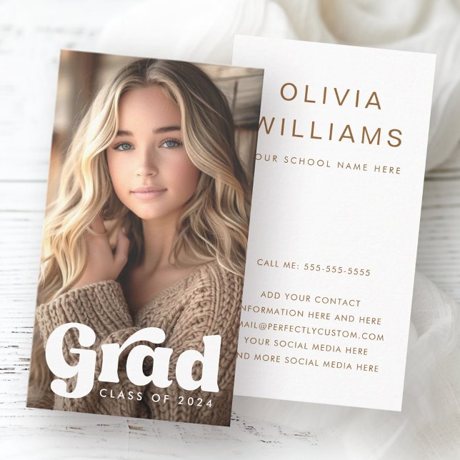 Netzwerk-Foto für Studierende im Retro-Abschluss Visitenkarte (Retro grad student graduation networking photo business card)