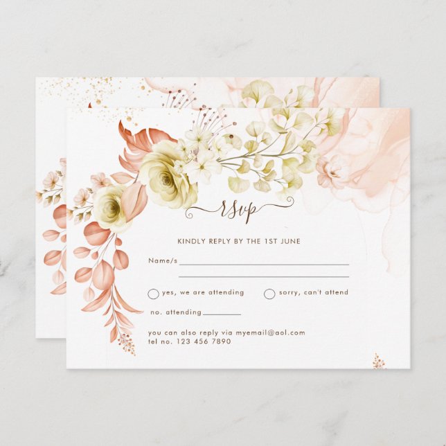 NEU! Boho Floral Wedding Rett Dates Postkarte (Vorne/Hinten)