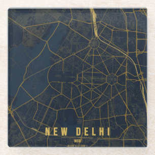 Neu-Delhi Indien Stadtplan Minimal Glasuntersetzer