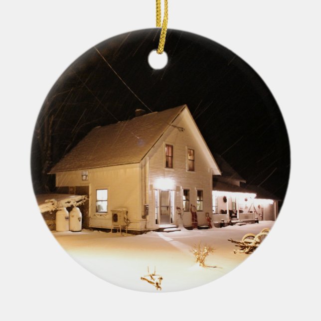 Neu-England Bauernhaus Keramik Ornament (Vorne)