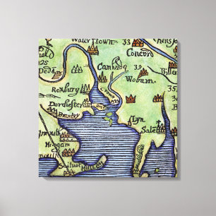 NEU-ENGLAND KARTE 1677 LEINWANDDRUCK