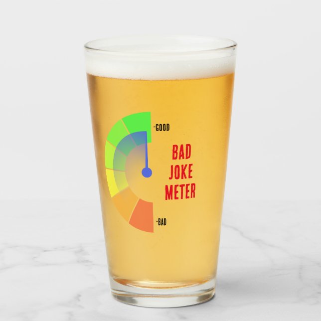 NEU! Glass Cup Bad Joke Meter - Größe 16oz Glas (Vorne (Gefüllt))