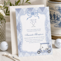 Neu im Club Blaues Golfcart-Baby-Shower