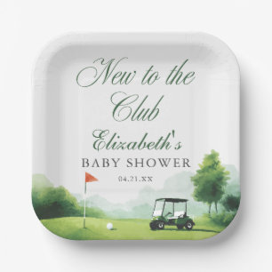 Neu im Club Golf Aquarell-Baby Shower Pappteller