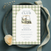Neu im Club Golf Cart Gingham Baby Shower