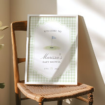 Neu im Club Golf Grüner Gingham Baby Shower