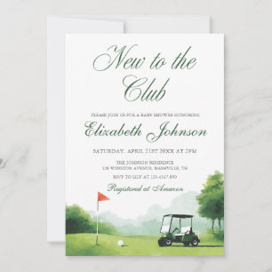 Neu im Club Moderne Golf-Foto-QR-Baby-Party Einladung