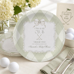 Neu im Club Olivgrüne Golf-Baby-Party Pappteller