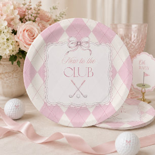 Neu im Club Pink Girl Golf Baby Shower Dekoration Pappteller