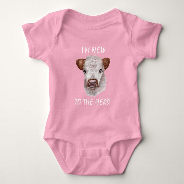 Neu im Herd Highland Cow Calf Baby Baby Strampler (Vorderseite)