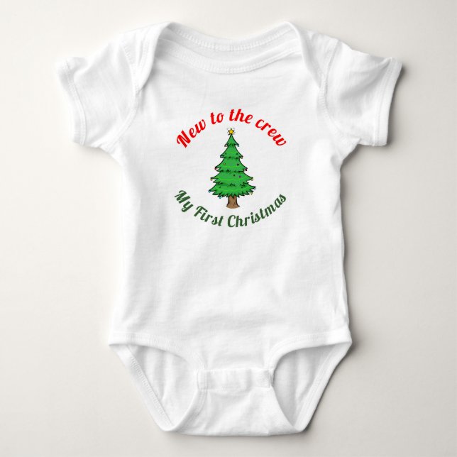 neu in der Crew erste Weihnachtskinderoutfit Baby Strampler (Vorderseite)