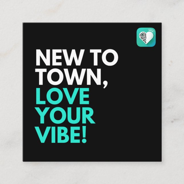 Neu in der Stadt, Liebe dein Gesicht! Quadratische Visitenkarte (Vorderseite)