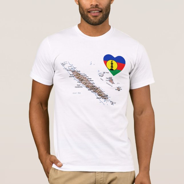 Neu-Kaledonien Flaggen-Herz und Karten-T - Shirt (Vorderseite)