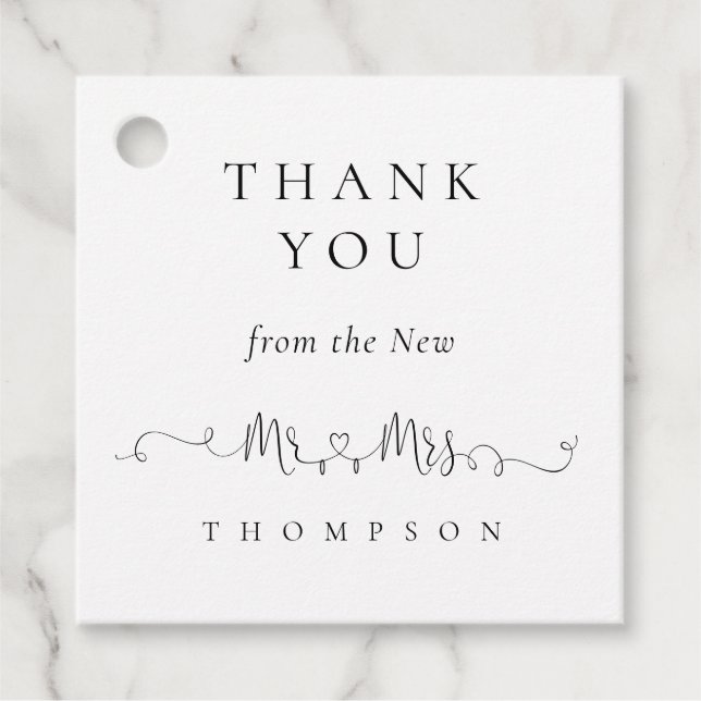 Neu Mr. Rings Heart Script Wedding Vielen Dank Geschenkanhänger (Vorderseite)