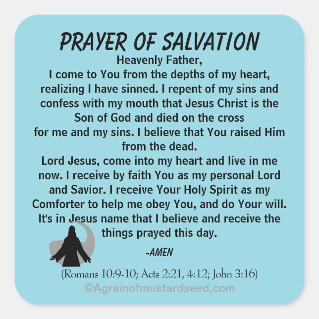 NEU! PRAYER OF SALVATION Stick mit Jesus! Quadratischer Aufkleber (Vorderseite)