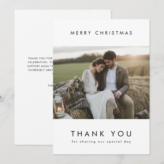 Neu Verheiratet Vielen Dank Weihnachten Foto (Vorne/Hinten)