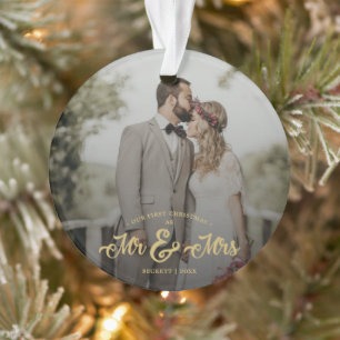 Neu verheiratete First Christmas Mr. & Mrs. Foto Ornament