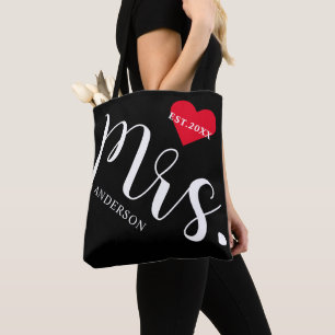 Neu verheiratete Frau Black and White Tasche