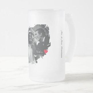 Neu verheiratetes Foto Mattglas Bierglas