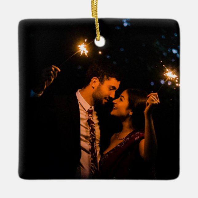 Neu verheiratetes Geschenk, Weihnachten, Mr. Mrs. Keramikornament (Vorderseite)