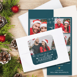 Neu verheiratetes Grün und Verheiratetes Foto Quadratischer Aufkleber