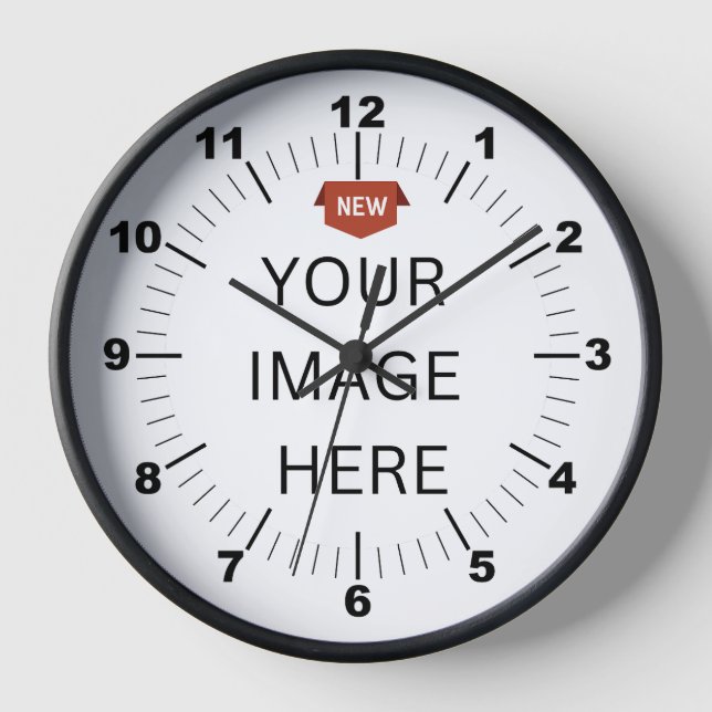 NEU! Wall Clock, 10" runder, schwarzer Holzrahmen Uhr (Vorderseite)