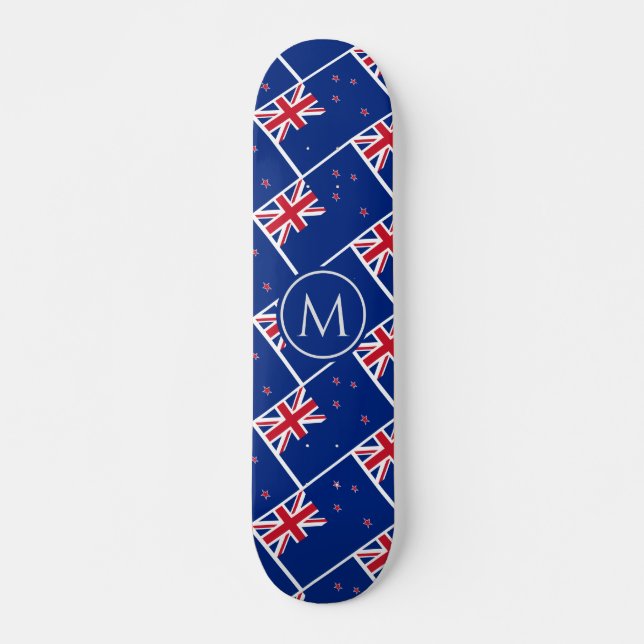 NEU ZEALAND Flag Aotearoa Custom MONOGRAMM Skateboard (Vorne)