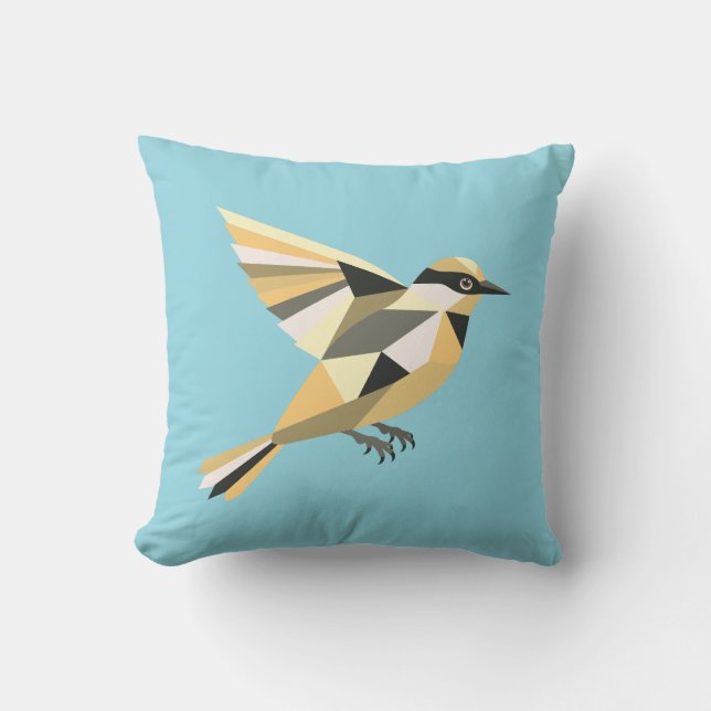 Neuartiger geometrischer Vogel mit Inspirierter Na Kissen (Vorderseite)